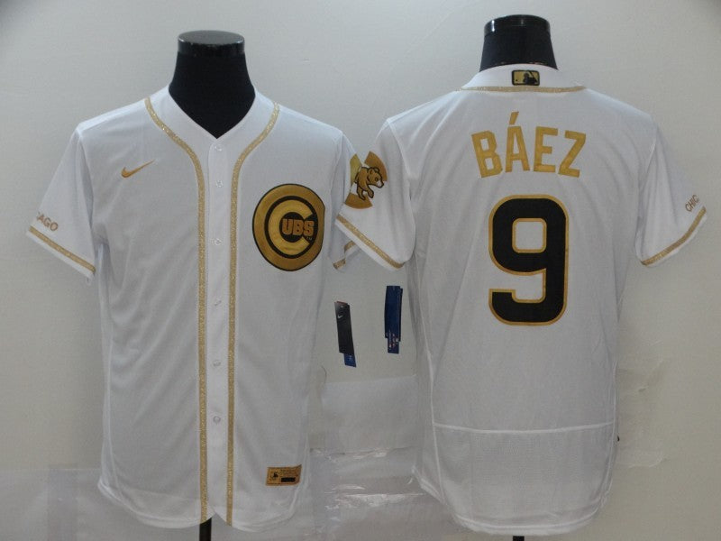 Men's Chicago Cubs Javier Baez #9 White Alternate Jersey